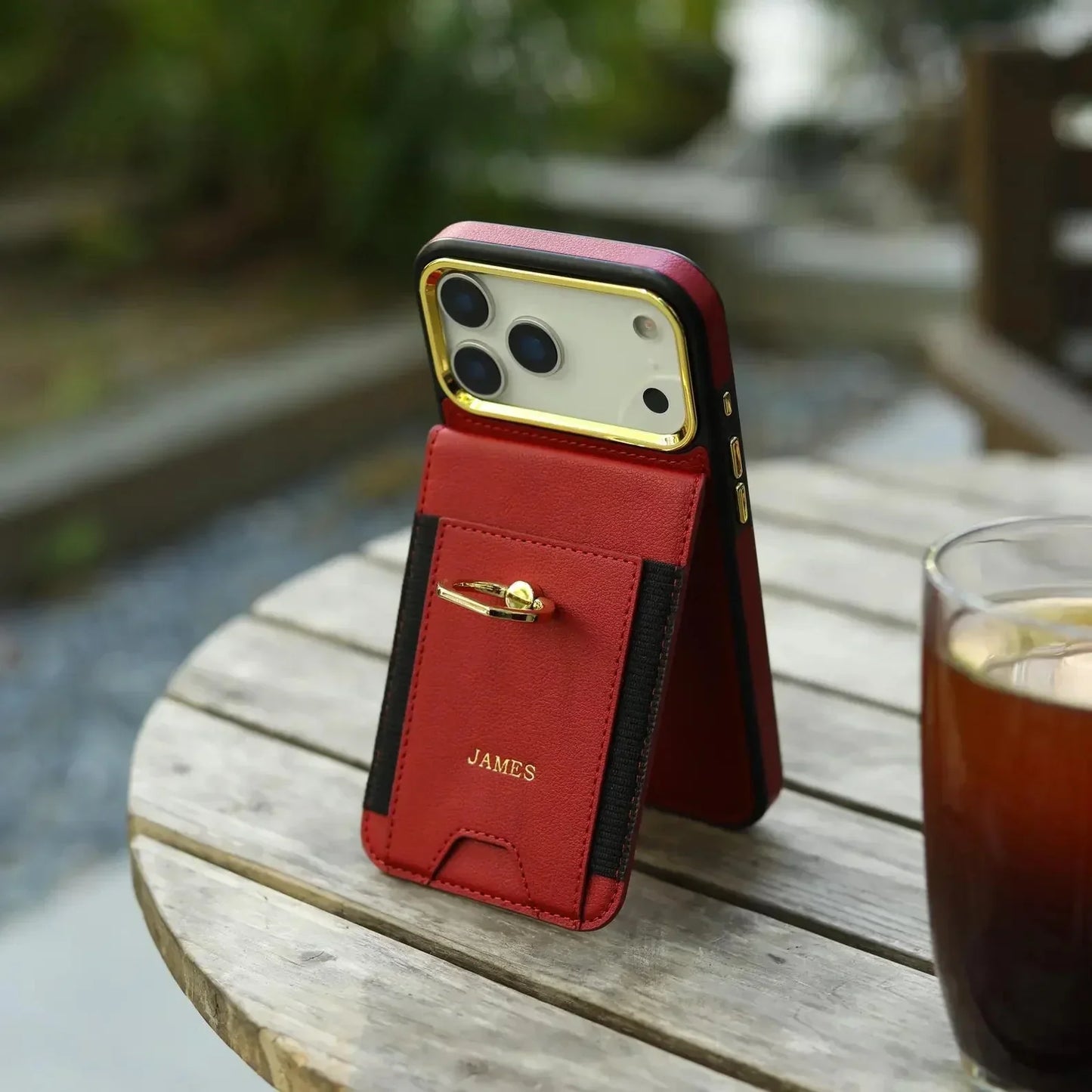 Phoenix Bespoke™: Multi-Function Wallet Case with Gold Ring Stand & Custom Stamping for Samsung S25/S24 Series by Phoenix Tree Studio