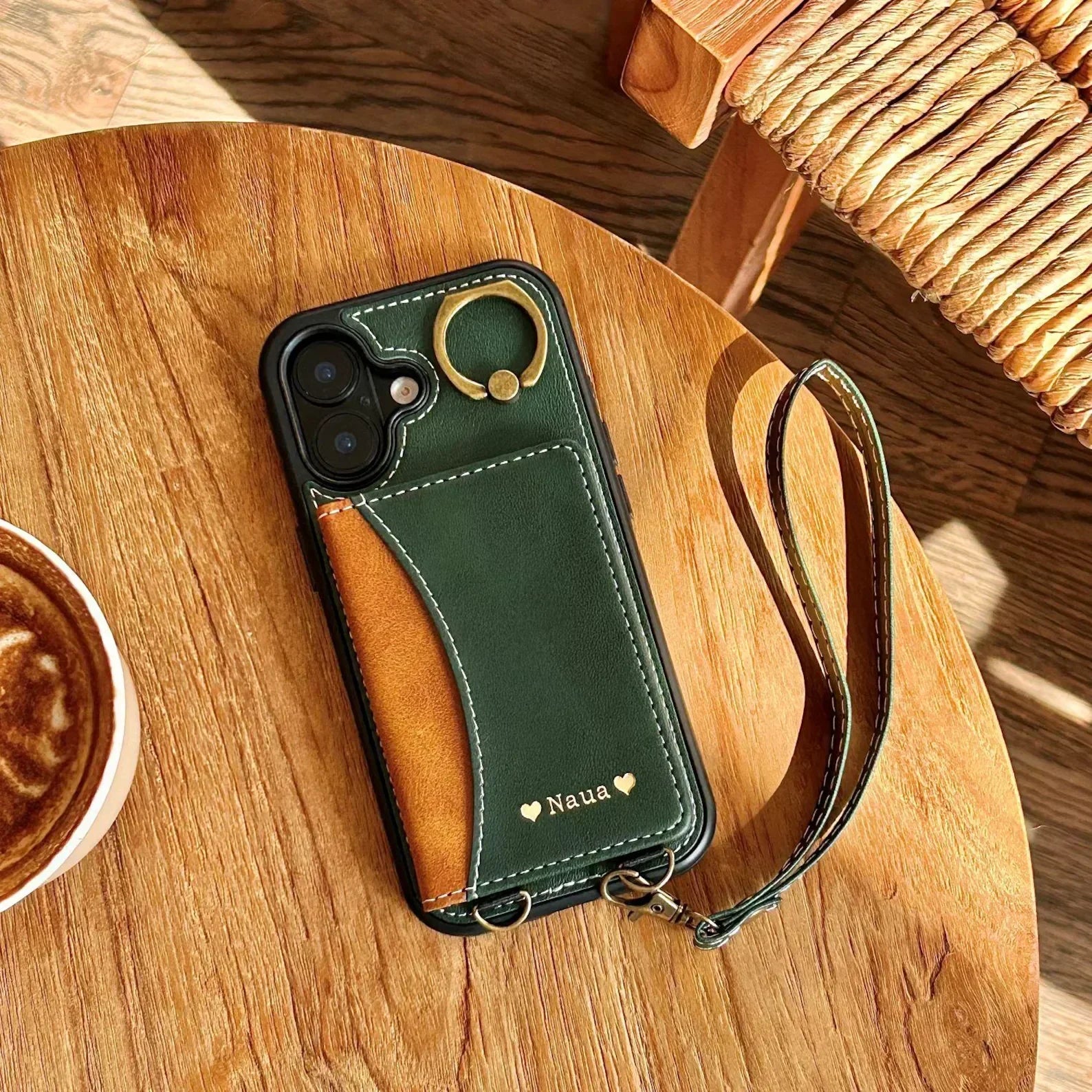 Phoenix Bespoke™: Chic Vegan Leather Wallet Case with Gold Ring for Google Pixel 9/8 by Phoenix Tree Studio