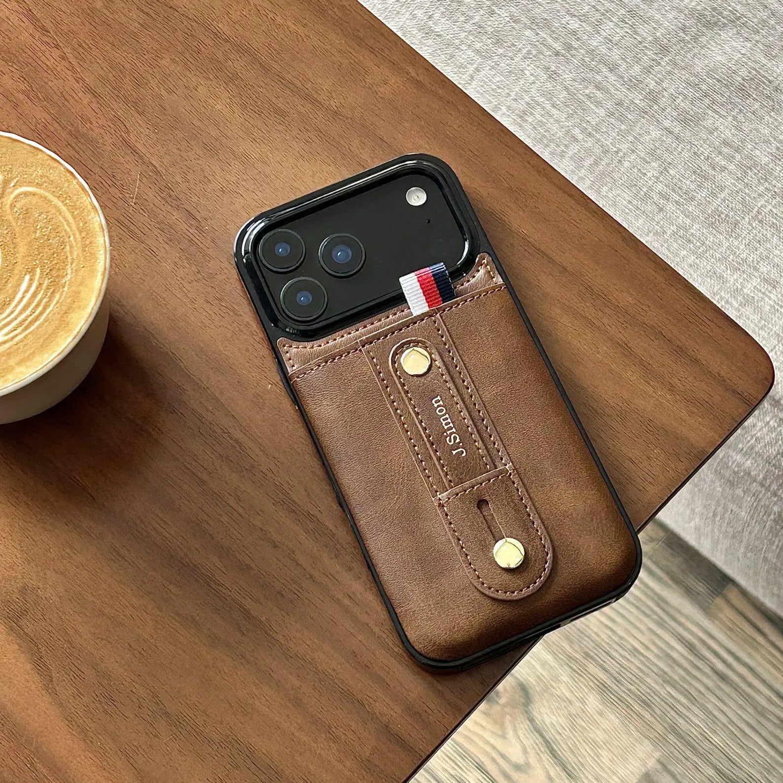 Phoenix Bespoke™: Personalized All-in-One Leather Grip Case with Card Slot & Retractable Stand for iPhone All Series by Phoenix Tree Studio