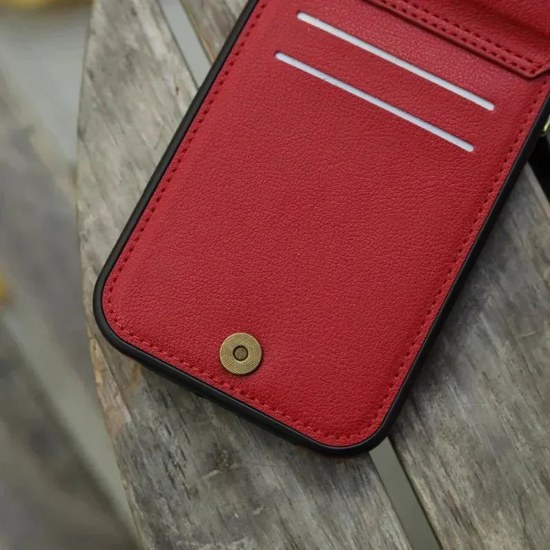 Phoenix Bespoke™: Multi-Function Wallet Case with Gold Ring Stand & Custom Stamping for Samsung S25/S24 Series by Phoenix Tree Studio