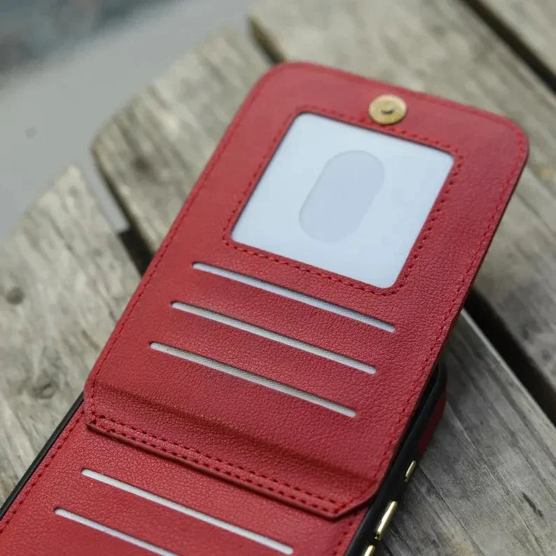 Phoenix Bespoke™: Multi-Function Wallet Case with Gold Ring Stand & Custom Stamping for Samsung S25/S24 Series by Phoenix Tree Studio