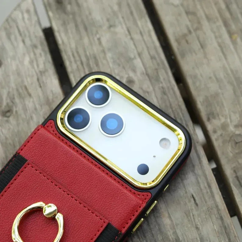 Phoenix Bespoke™: Multi-Function Wallet Case with Gold Ring Stand & Custom Stamping for Samsung S25/S24 Series by Phoenix Tree Studio