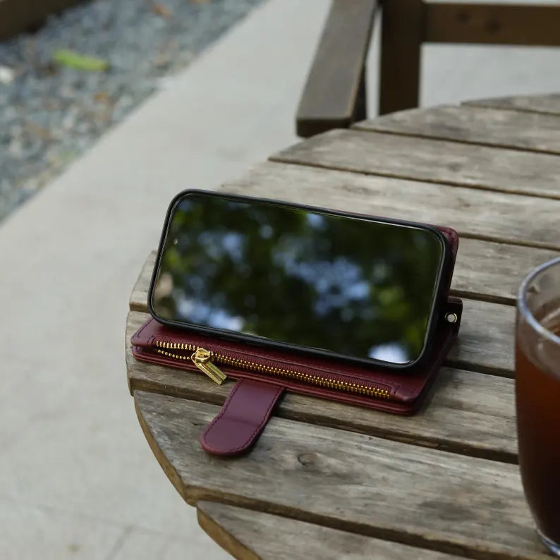 Phoenix Bespoke™: Luxury Quilted Crossbody Wallet Case with Zipper & Custom Stamping for Google Pixel 9/8/7 by Phoenix Tree Studio