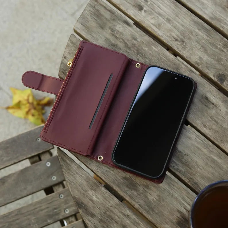 Phoenix Bespoke™: Luxury Quilted Crossbody Wallet Case with Zipper & Custom Stamping for Google Pixel 9/8/7 by Phoenix Tree Studio