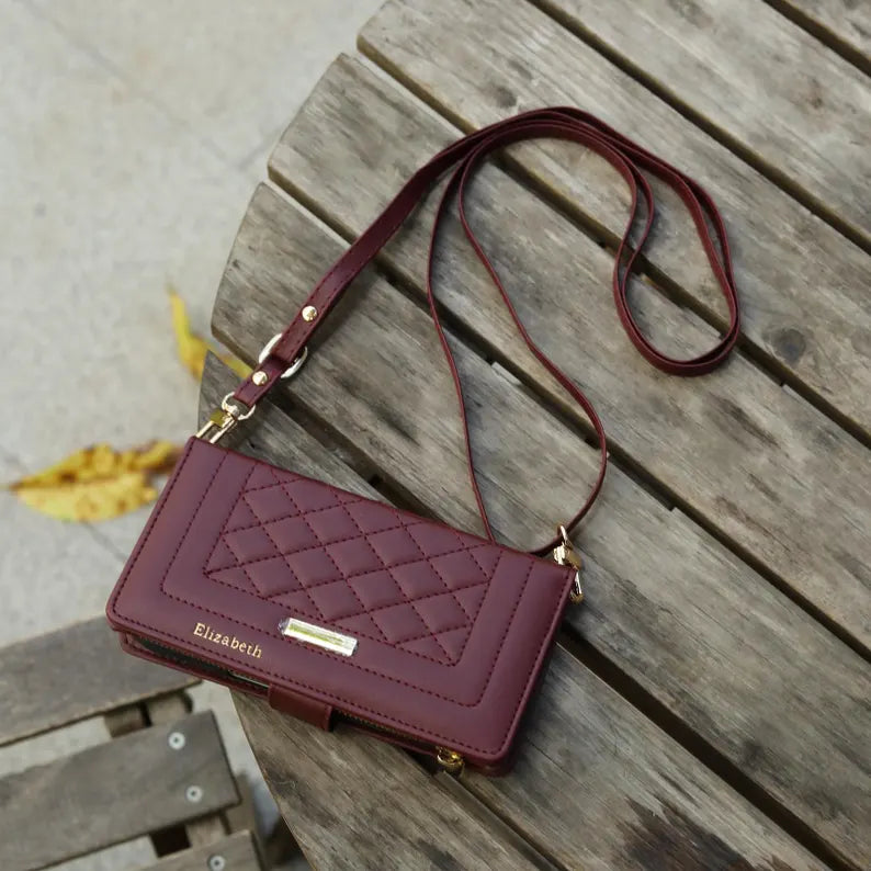 Phoenix Bespoke™: Luxury Quilted Crossbody Wallet Case with Zipper & Custom Stamping for Google Pixel 9/8/7 by Phoenix Tree Studio