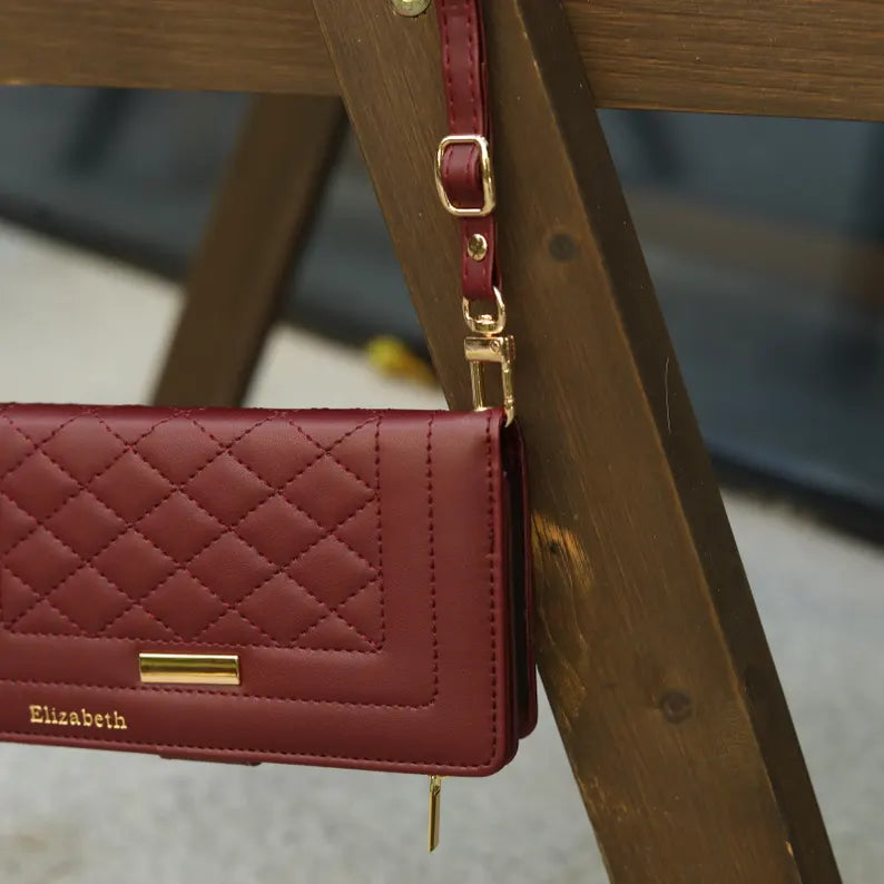 Phoenix Bespoke™: Luxury Quilted Crossbody Wallet Case with Zipper & Custom Stamping for Google Pixel 9/8/7 by Phoenix Tree Studio