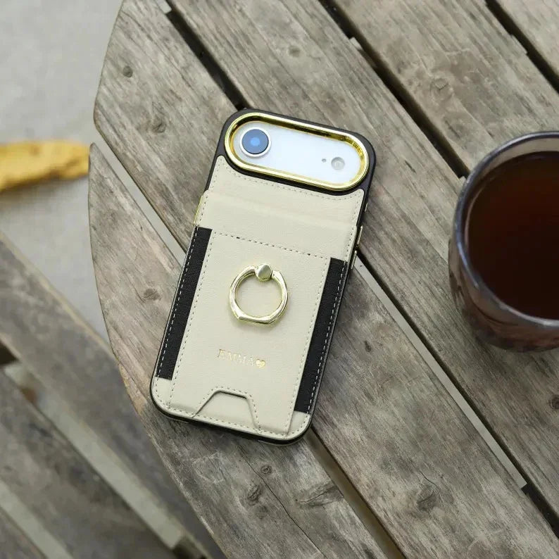 Phoenix Bespoke™: Multi-Function Wallet Case with Gold Ring Stand & Custom Stamping for Samsung S25/S24 Series by Phoenix Tree Studio