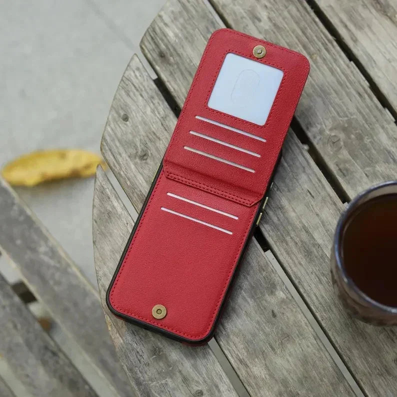 Phoenix Bespoke™: Multi-Function Wallet Case with Gold Ring Stand & Custom Stamping for Samsung S25/S24 Series by Phoenix Tree Studio