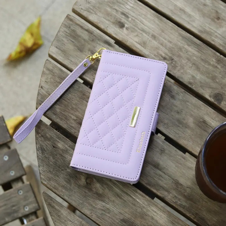 Phoenix Bespoke™: Luxury Quilted Crossbody Wallet Case with Zipper & Custom Stamping for Google Pixel 9/8/7 by Phoenix Tree Studio