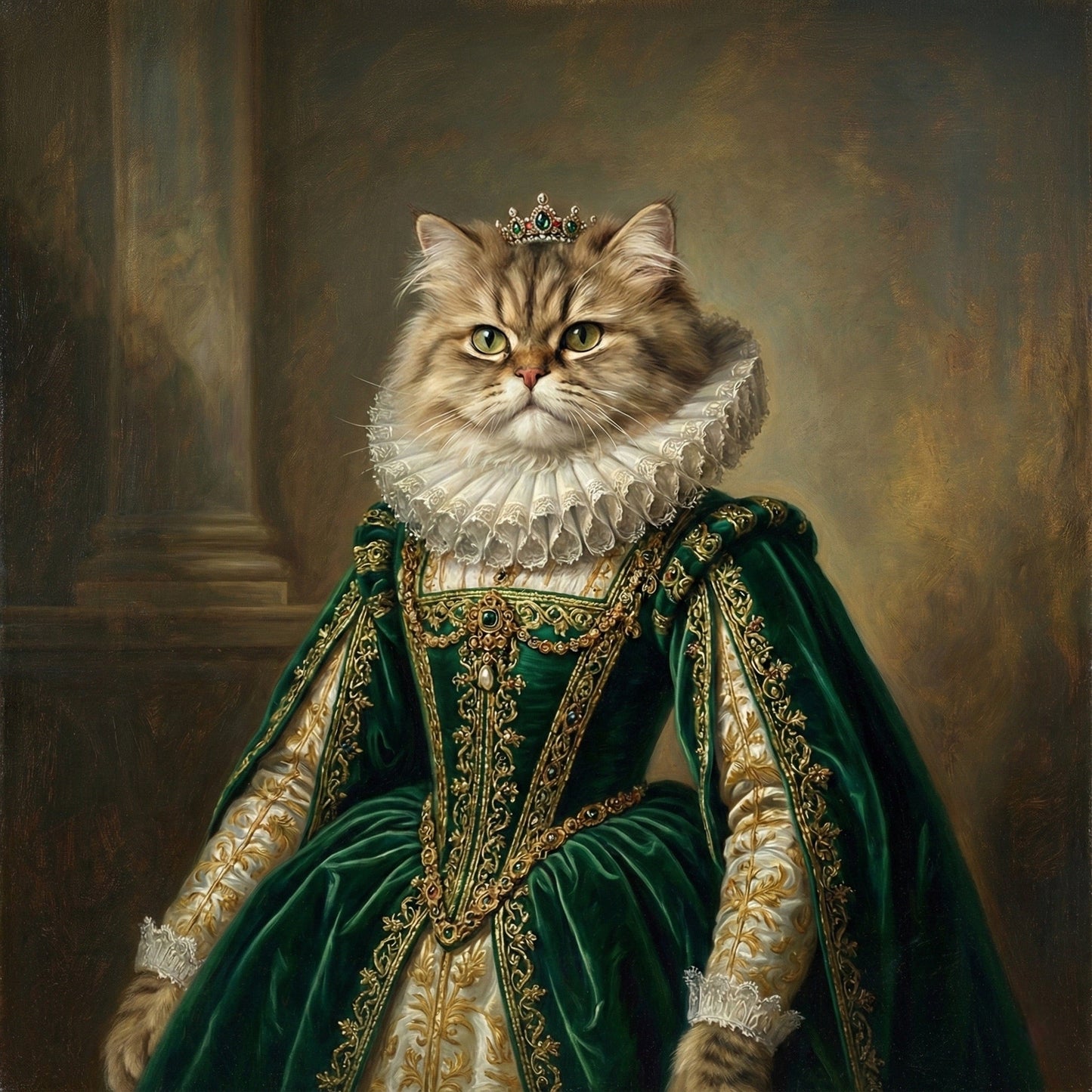 Custom Renaissance Pet Portrait - Royal Style Digital Oil Painting by Phoenix Tree Studio